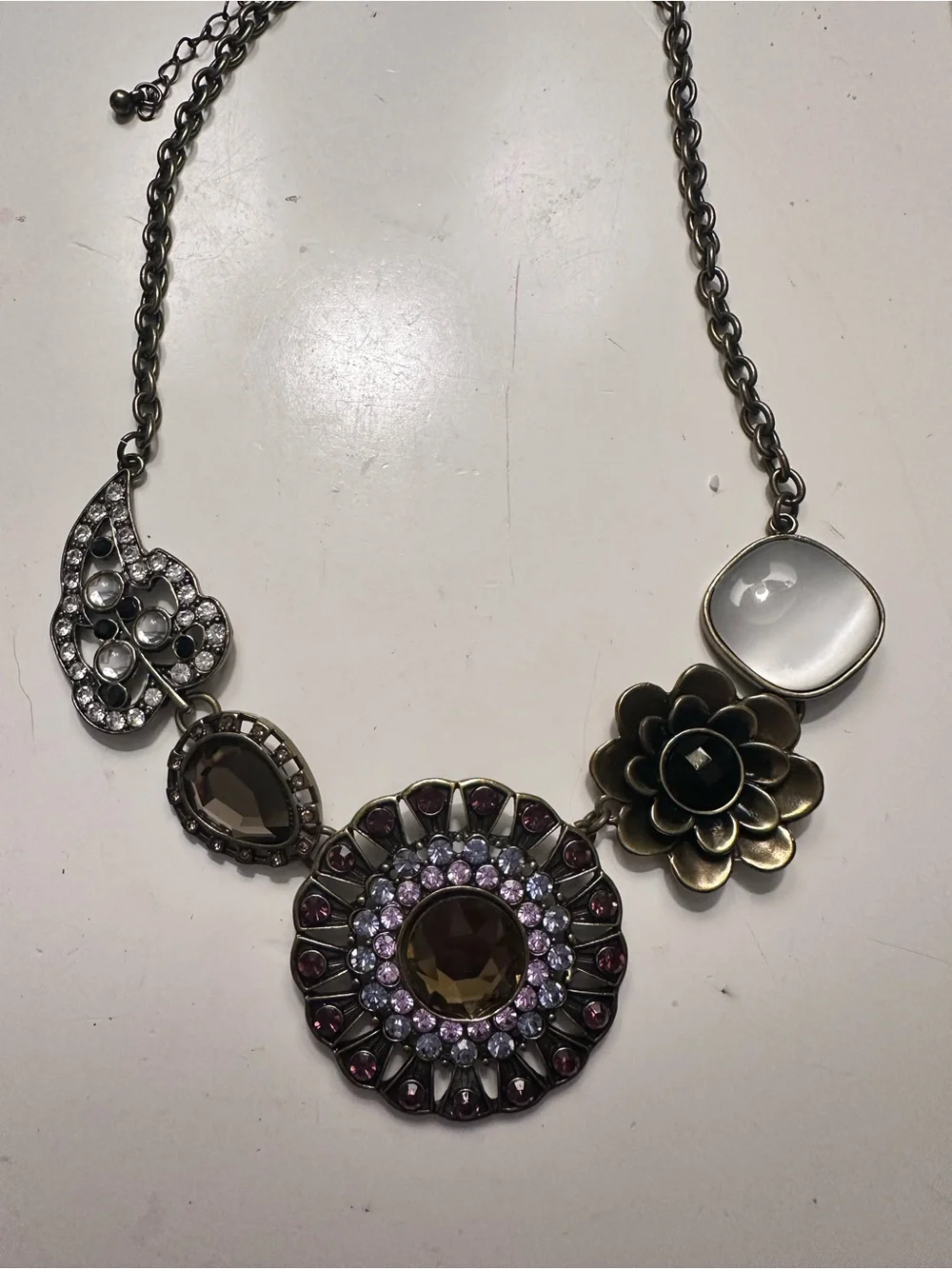 Park Lane Casablanca Necklace 10990 Statement Floral Austrian Crystal Amethyst